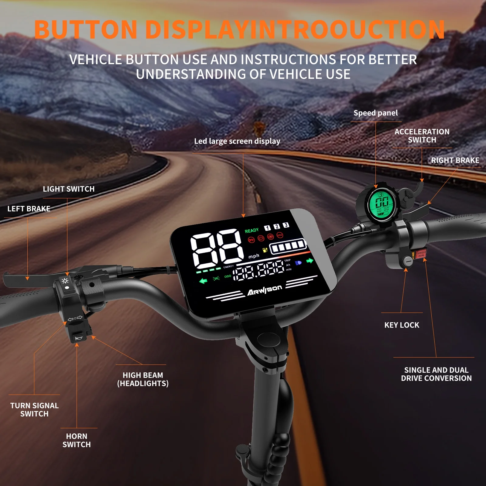 Skuter Listrik Arwibon 5600W u - 60V 5600W Dual Motor Electric Scooter ulasan dan harga